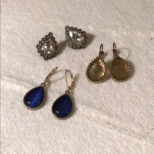 Set of three ear drop shaped earrings